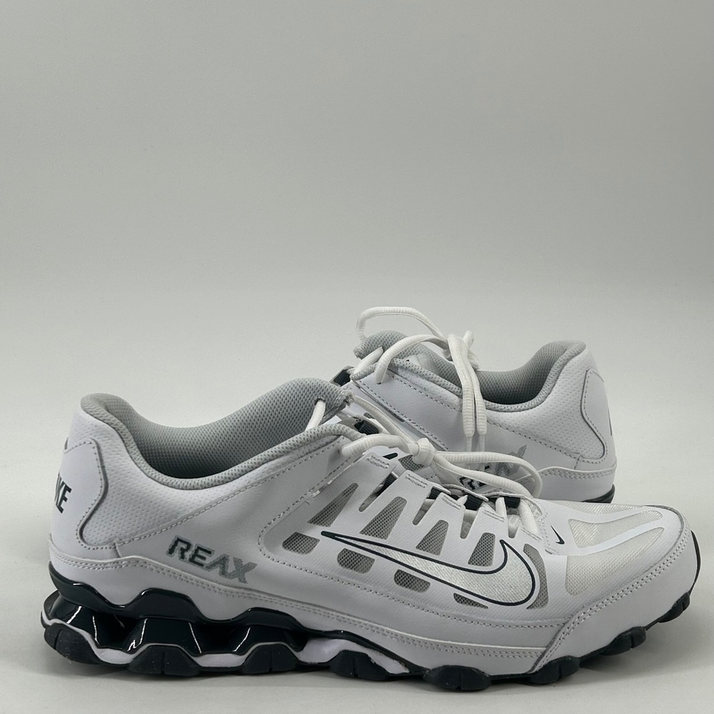 Nike Reax 8 TR Training Shoes Mens 11.5 White Black Silver 621716-108 Sneaker